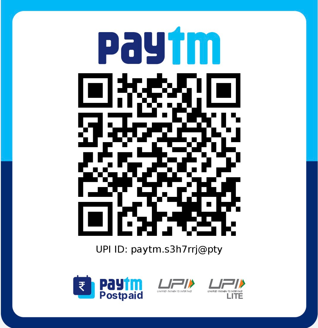 Paytm QR code for UPI ID paytm.s3h7rrj@pty